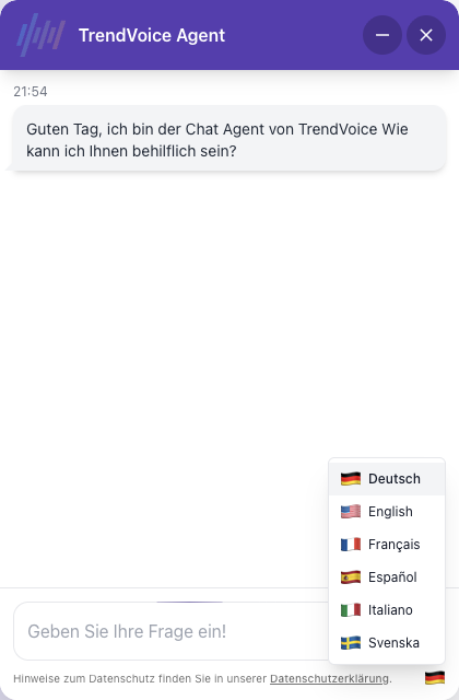 Mehrsprachiges Chat-Widget mit automatischer Spracherkennung