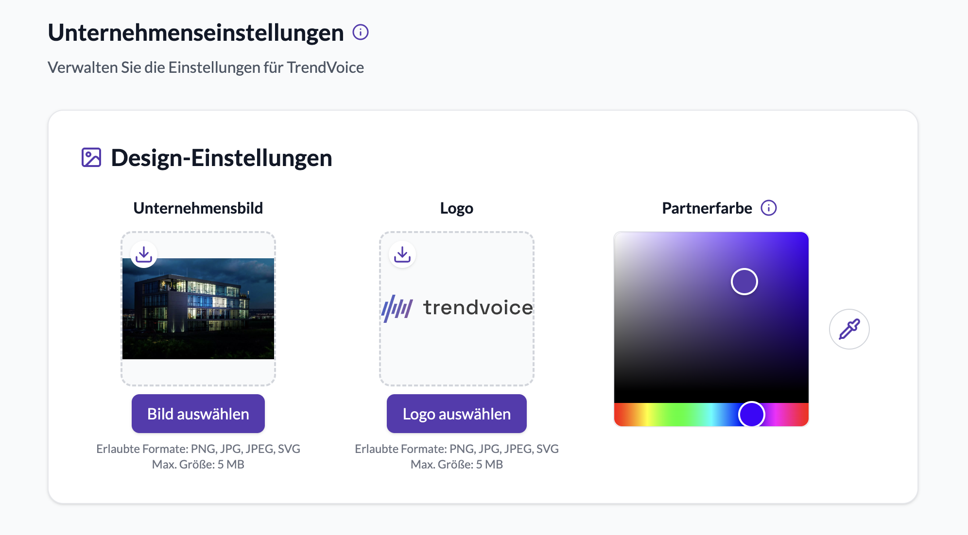 Unternehmenseinstellungen